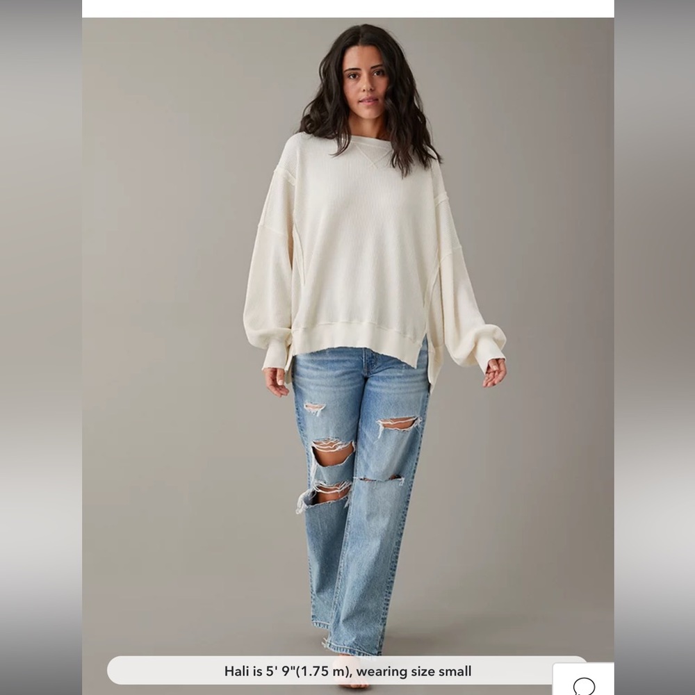 AE Oversized Big Hug Waffle Sweatshirt 🤍 Medium